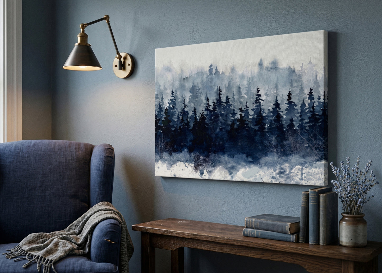 Misty Pine Forest Matte Canvas Wall Art — Stretched 1.25"