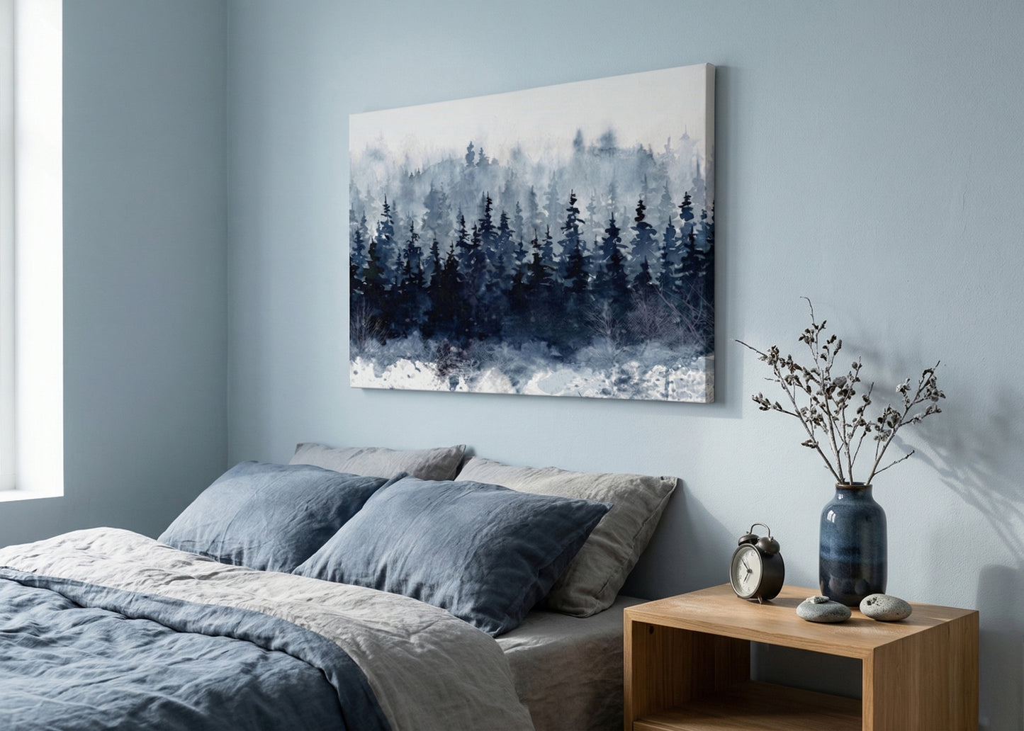 Misty Pine Forest Matte Canvas Wall Art — Stretched 1.25"