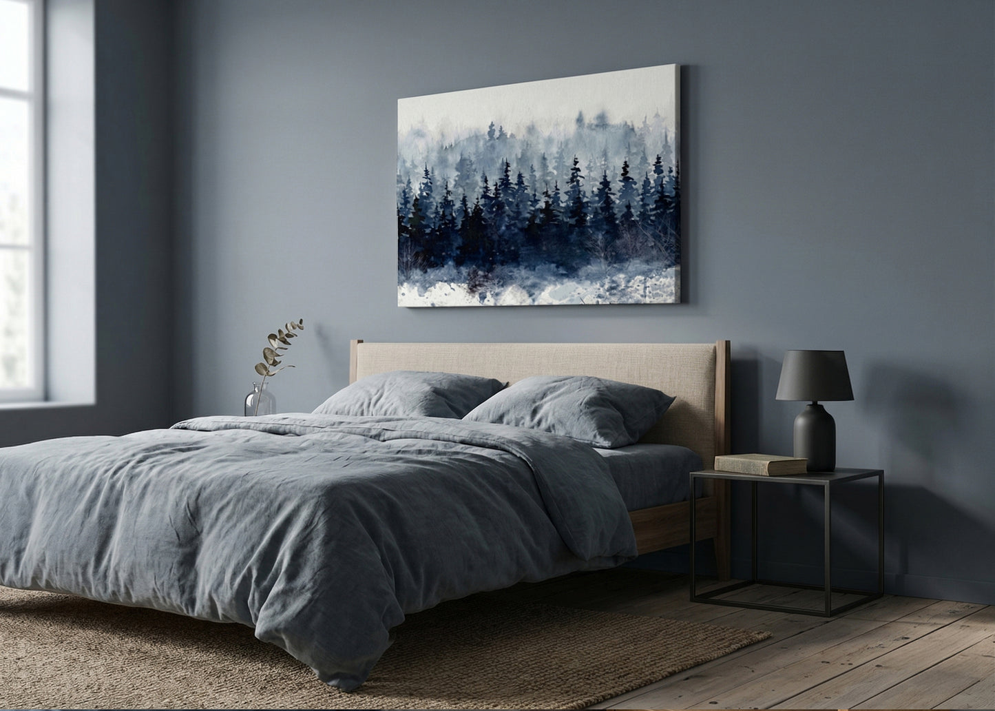 Misty Pine Forest Matte Canvas Wall Art — Stretched 1.25"