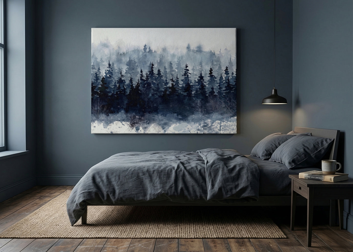 Misty Pine Forest Matte Canvas Wall Art — Stretched 1.25"