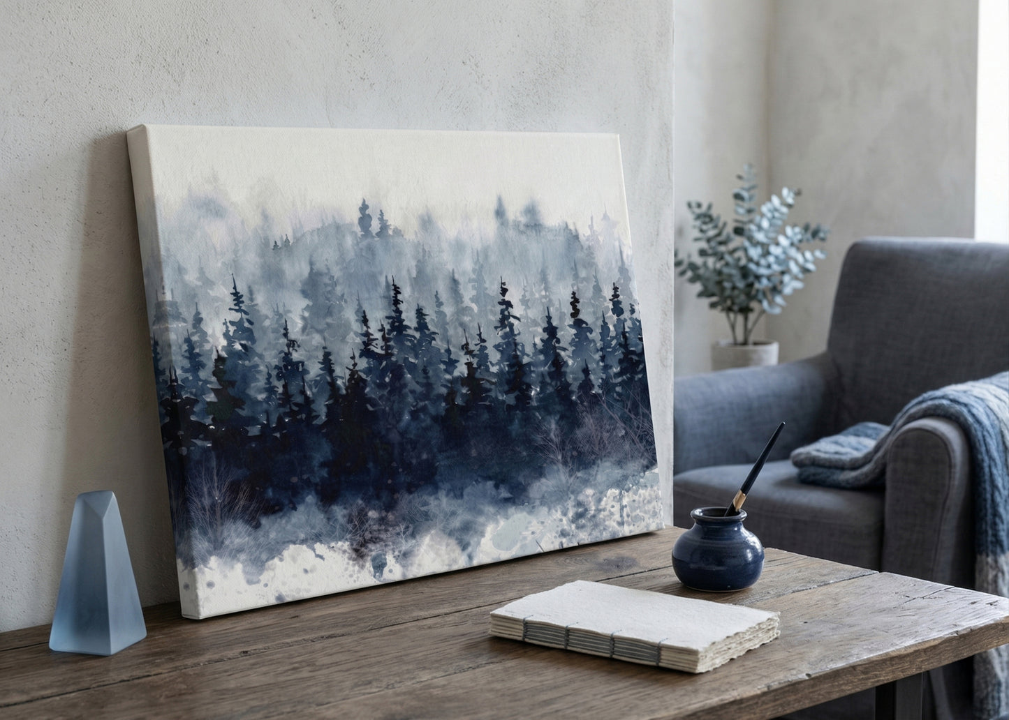 Misty Pine Forest Matte Canvas Wall Art — Stretched 1.25"